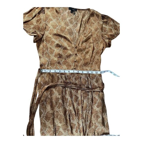Paige Alayna Snakeskin Print Midi Dress in Bronze Size Small NWOT Belted Satin - Picture 13 of 16